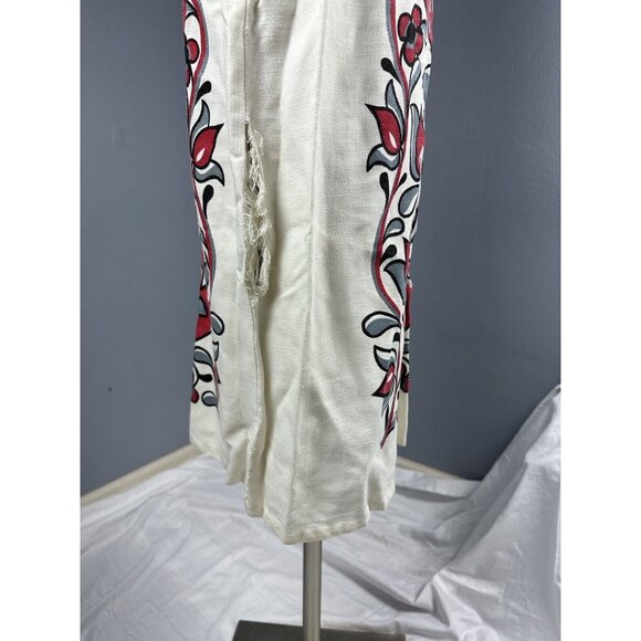 Vtg Royal Miss Fashion Rayon Floral Shift Dress Cream Red Gray Pullover Sz 13-14 - Picture 12 of 16